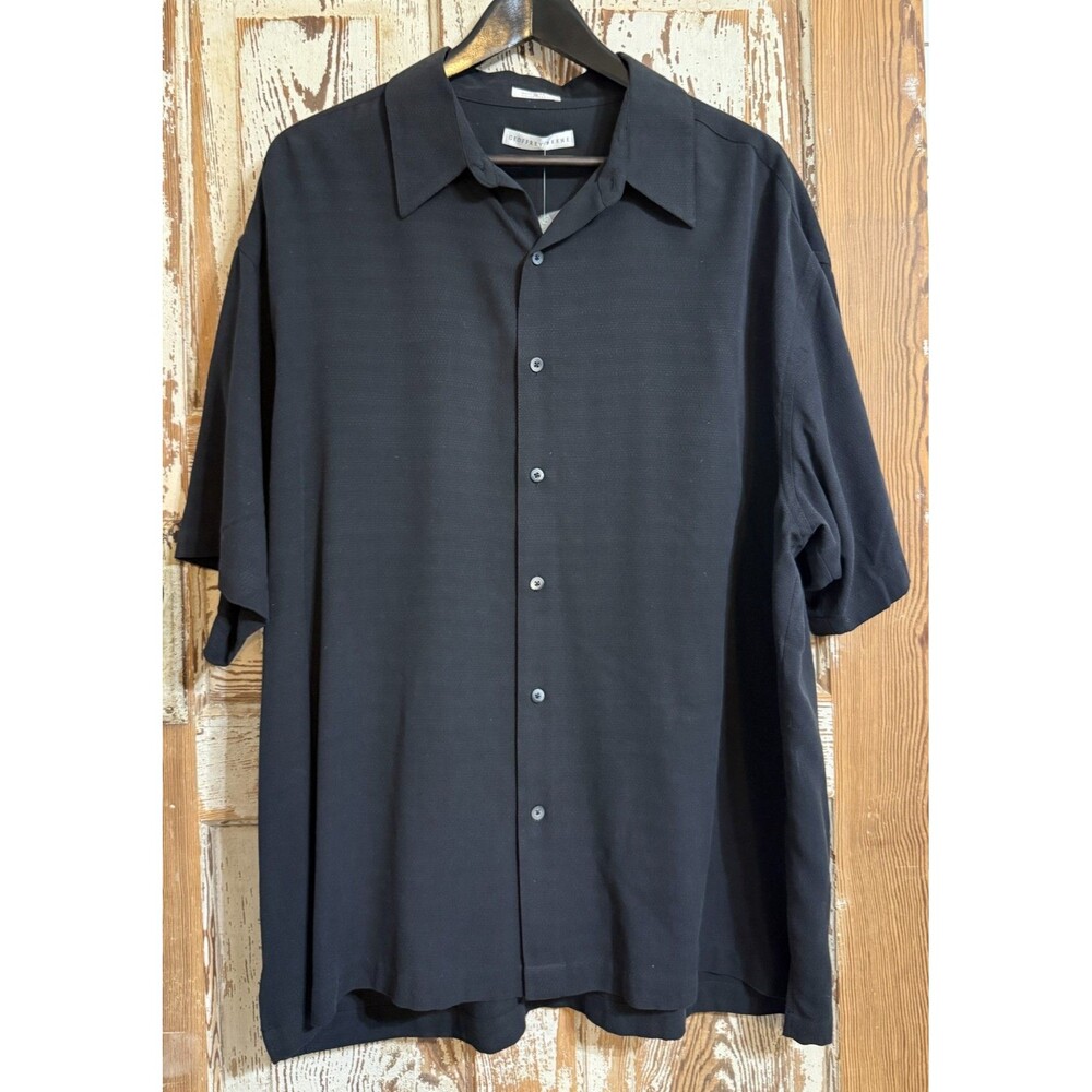 Men's Geoffrey Beene Short Sleeve Silk Easy Pieces Shirt - Black - XL